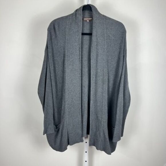 Adrienne Vittadini Cotton Ribbed Cardigan | Size L | Cozy Dramatic Energy - Picture 8 of 10